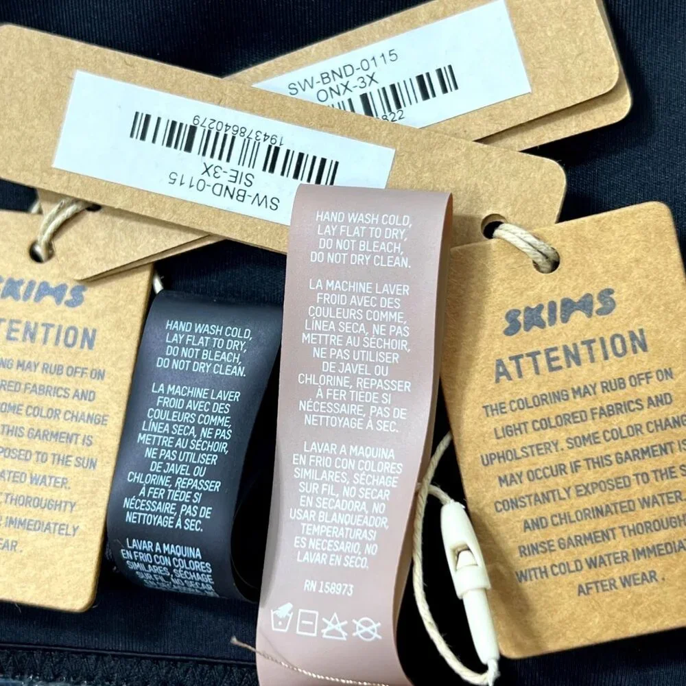 SKIMS Shaping Swim Bandeau Top‎ Lot 2 Onyx Sienna Womens 3X